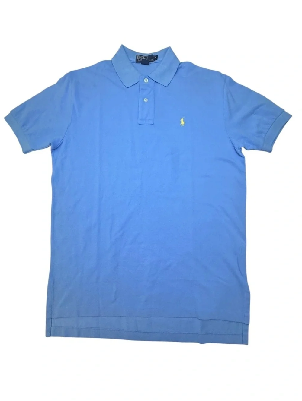 Polo Ralph Lauren Classic Fit Polo Shirt Men M Blue Yellow Pony Cotton Golf